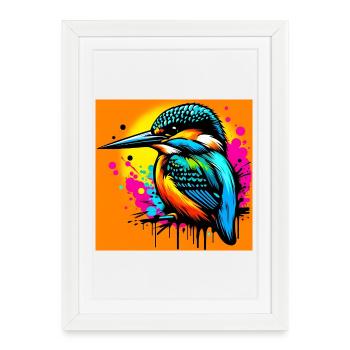 martin-pêcheur - Affiche encadrée (27 × 37 cm) - blanc - Devant