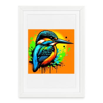 martin-pêcheur - Affiche encadrée (27 × 37 cm) - blanc - Devant
