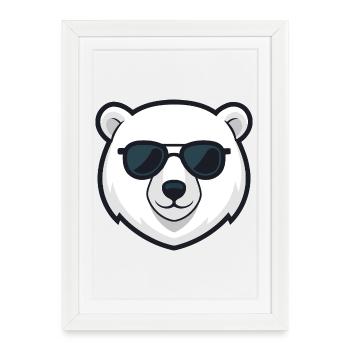 Polar Bear Black Glasses - Framed poster (27 × 37 cm) - white - Front