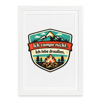 Camping-car, van, camping-car, lune - Affiche encadrée (27 × 37 cm) - blanc - Devant