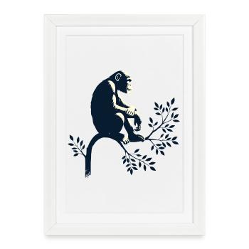 Chimpanzé - Affiche encadrée (27 × 37 cm) - blanc - Devant