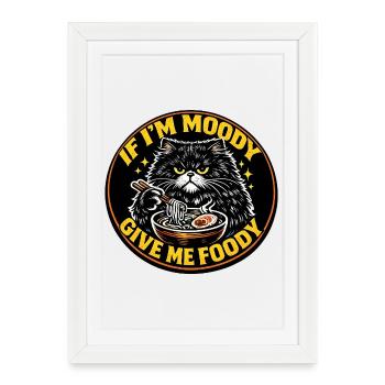Mood Cat Ramen Dit Cadeau de la nourriture - Affiche encadrée (27 × 37 cm) - blanc - Devant