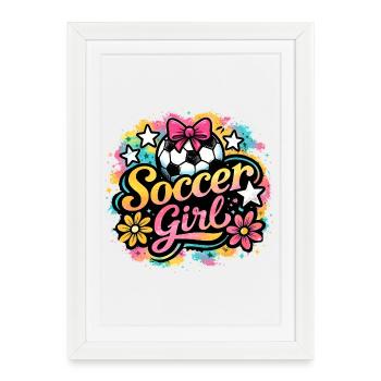Football féminin - Affiche encadrée (27 × 37 cm) - blanc - Devant