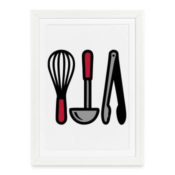 Kitchen Utensils Cooking Baking Cooking School - Framed poster (27 × 37 cm) - white - Front