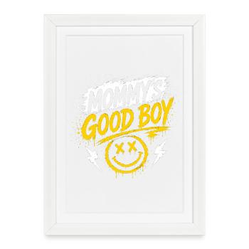 Le bon garçon de maman - Graffiti Smiley - Affiche encadrée (27 × 37 cm) - blanc - Devant