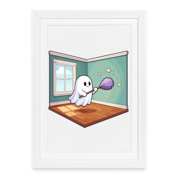 Esprit de nettoyage dans le salon - Affiche encadrée (27 × 37 cm) - blanc - Devant