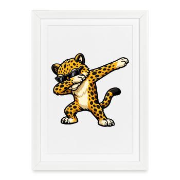 Dabbing Gepard Cheetah Leopard Design - Framed poster (27 × 37 cm) - white - Front