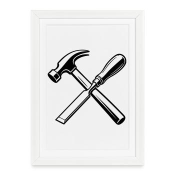 Carpenter Tool Emblem - Framed poster (27 × 37 cm) - white - Front