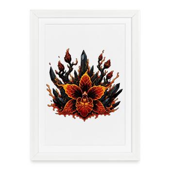 Fire Blossom of Lava Crystals - Framed poster (27 × 37 cm) - white - Front