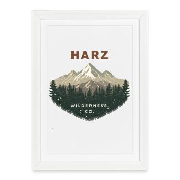 Co. de la Nature sauvage du Harz | Montagne Vintage - Affiche encadrée (27 × 37 cm) - blanc - Devant