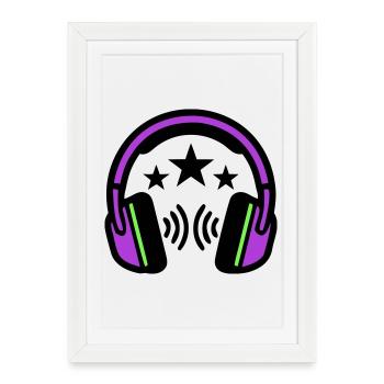 Logo sonore des écouteurs DJ - Affiche encadrée (27 × 37 cm) - blanc - Devant