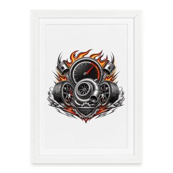 Flame Turbo Engine Emblem - Framed poster (27 × 37 cm) - white - Front