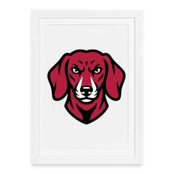 Logo de la mascotte teckel - Affiche encadrée (27 × 37 cm) - blanc - Devant