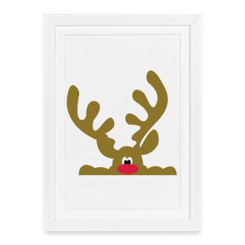 reindeer - Framed poster (27 × 37 cm) - white - Front