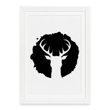 Un cerf Patch Graffiti - Affiche encadrée (27 × 37 cm) - blanc - Devant