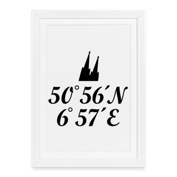 Cologne Cathedral coordinates - Framed poster (27 × 37 cm) - white - Front