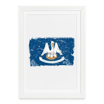 Louisiane Drapeau Vintage - Affiche encadrée (27 × 37 cm) - blanc - Devant