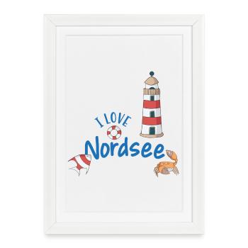 Motif de la déclaration d’amour de la mer du Nord - Affiche encadrée (27 × 37 cm) - blanc - Devant