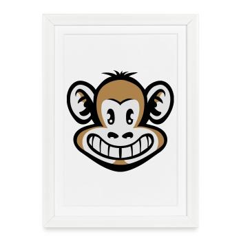Cartoon monkey flex - Framed poster (27 × 37 cm) - white - Front