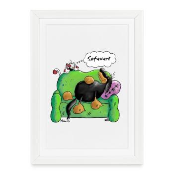gestionnaire de Canapé - Hovawart chien - chien de - Affiche encadrée (27 × 37 cm) - blanc - Devant