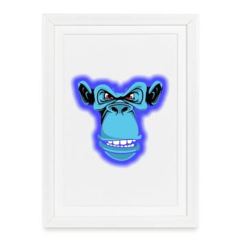 Blue monkey - Framed poster (27 × 37 cm) - white - Front