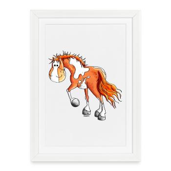Drôle Pinto - Équitation Western - Cheval - Affiche encadrée (27 × 37 cm) - blanc - Devant