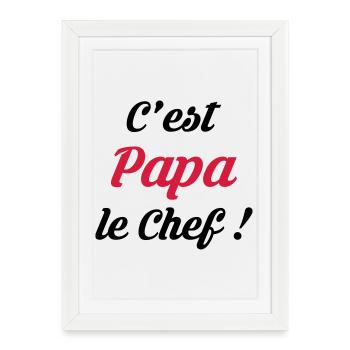 Papa / Fête des Pères / Pere / Cuisine Chef / Bébé - Affiche encadrée (27 × 37 cm) - blanc - Devant