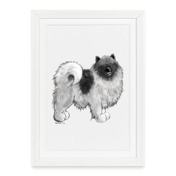 Wolfsspitz dog motif I Comic dog gift - Framed poster (27 × 37 cm) - white - Front