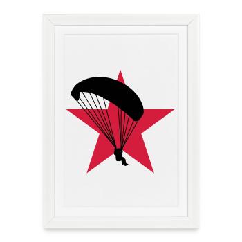 Parapente Parapentiste Sport Extrême Parachutisme - Affiche encadrée (27 × 37 cm) - blanc - Devant