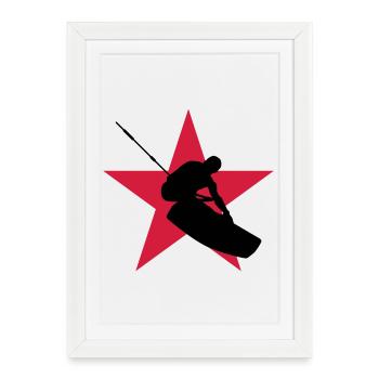 Kiteboarding / Kitesurfing / Kitesurf / - Affiche encadrée (27 × 37 cm) - blanc - Devant
