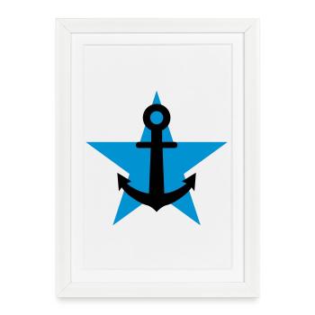 Marin / Marine / Bâteau / Ancre / Mer - Affiche encadrée (27 × 37 cm) - blanc - Devant