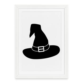Hexenhut / schwarz-weiß / einfärbbar - Gerahmtes Poster (27 × 37 cm) - Weiß - Vorne