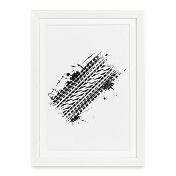 sale voiture pneu bande de roulement frein piste graffiti - Affiche encadrée (27 × 37 cm) - blanc - Devant