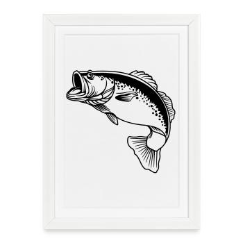 Logo transparent de poisson pour pêcheur - Affiche encadrée (27 × 37 cm) - blanc - Devant