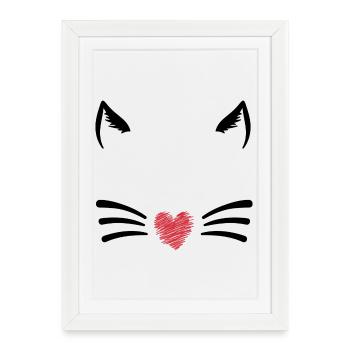 Rouge cœur pinceau sur fond noir - Affiche encadrée (27 × 37 cm) - blanc - Devant