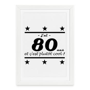 j ai 80 ans - Affiche encadrée (27 × 37 cm) - blanc - Devant