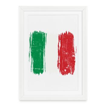 Drapeau italien coup de pinceau - Affiche encadrée (27 × 37 cm) - blanc - Devant