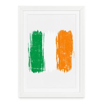 Drapeau italien coups de pinceau - Affiche encadrée (27 × 37 cm) - blanc - Devant