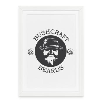 Bushcraft barbe barbe symbole forêt personne forêt nature - Affiche encadrée (27 × 37 cm) - blanc - Devant