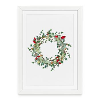 Couronne de mélèze d’automne en filigrane comme cadre - Affiche encadrée (27 × 37 cm) - blanc - Devant