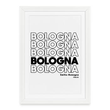 Design de lettrage de Bologne Émilie-Romagne - Affiche encadrée (27 × 37 cm) - blanc - Devant