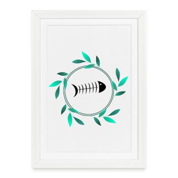 SARDINE. POISSON. POISSON D'AVRIL. PÂQUES. MER - Affiche encadrée (27 × 37 cm) - blanc - Devant