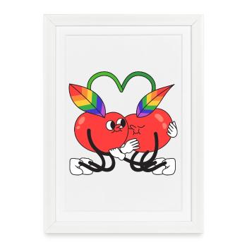 cerise, queer, cherry, hugging - Affiche encadrée (27 × 37 cm) - blanc - Devant
