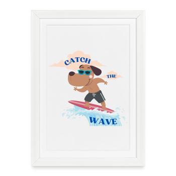 Attrapez la vague - T-Shirt Cute Beach Vibes - Affiche encadrée (27 × 37 cm) - blanc - Devant