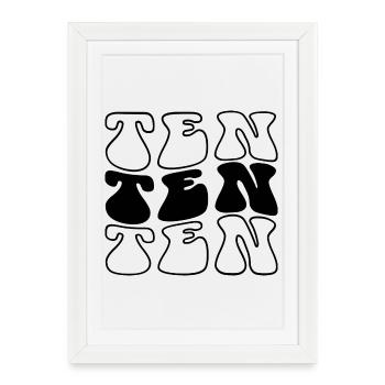 Dix 10e anniversaire Enfants Garçons Filles 10 ans - Affiche encadrée (27 × 37 cm) - blanc - Devant