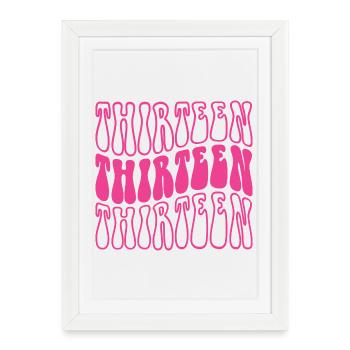 Treize filles de 13e anniversaire 13 ans - Affiche encadrée (27 × 37 cm) - blanc - Devant