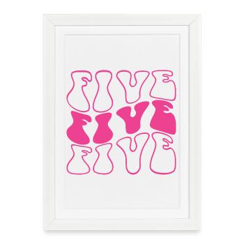 Cinq 5e anniversaire pour les filles de 5 ans - Affiche encadrée (27 × 37 cm) - blanc - Devant