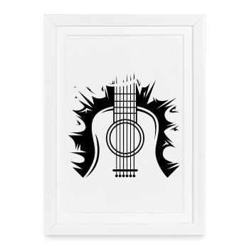 Icône d’illustration de logo d’explosion de guitare - Affiche encadrée (27 × 37 cm) - blanc - Devant