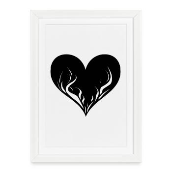 Coeur avec des flammes - Affiche encadrée (27 × 37 cm) - blanc - Devant
