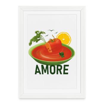 Tomato and carrot cuddle in tomato soup - Framed poster (27 × 37 cm) - white - Front